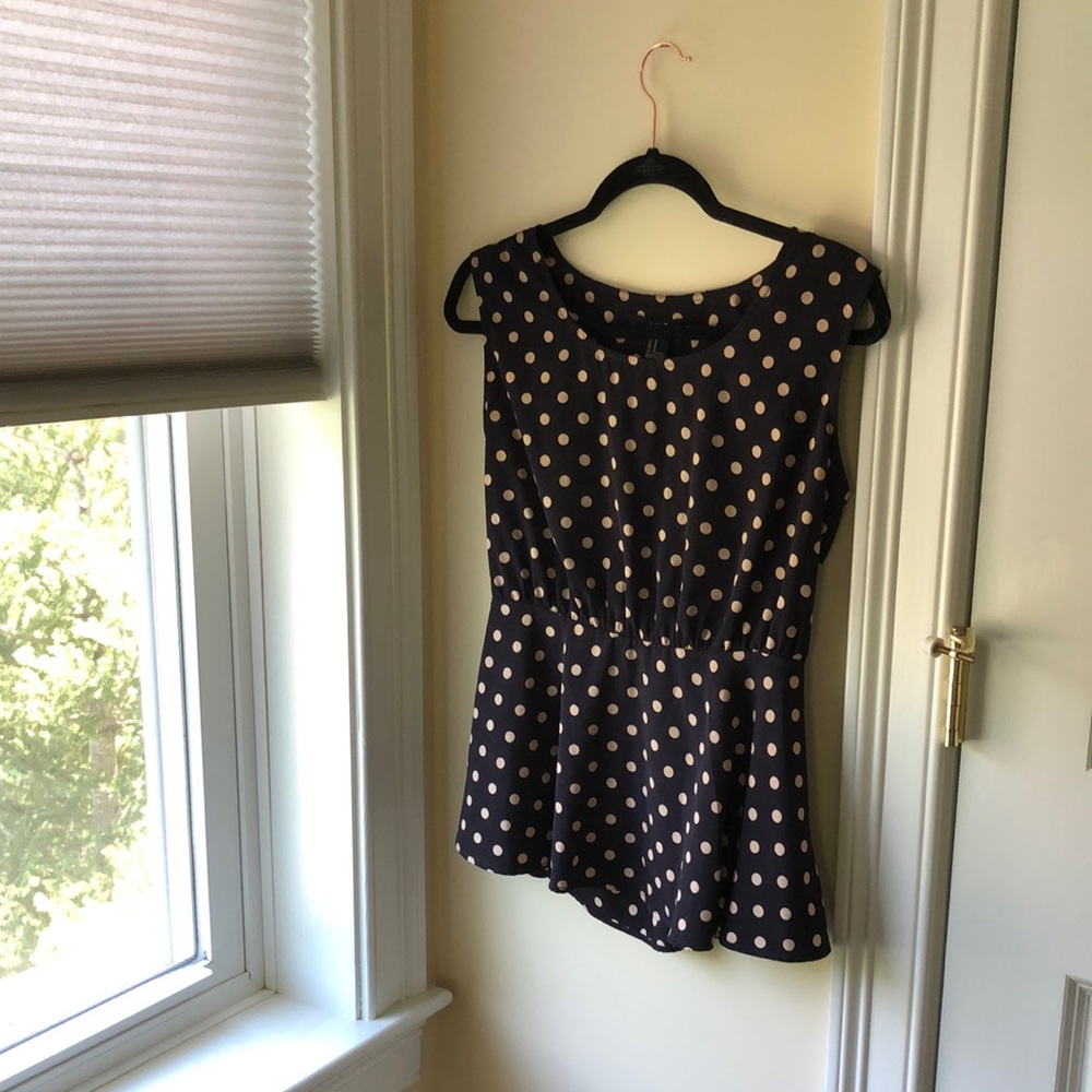 Navy/white polka dot vintage style top